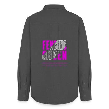 Fecht Königin - Frauen Oxford Hemd - Anthrazit - Hinten - AI Model Female 172 light (172cm)
