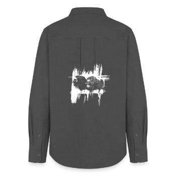 Les Bisons - Women's Oxford Shirt - anthracite - Back - AI Model Female 172 light (172cm)