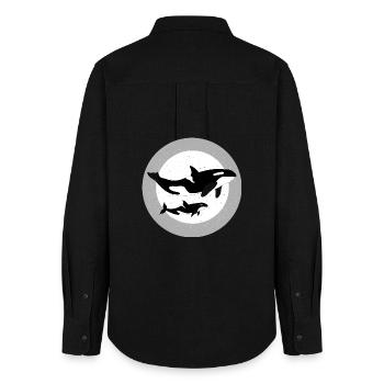 Wal und Orca Illustration - Frauen Oxford Hemd - Schwarz - Hinten - AI Model Female 172 light (172cm)