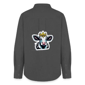 The cow is king - Women's Oxford Shirt - anthracite - Back - AI Model Female 172 light (172cm)