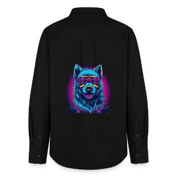 Neonwolf Retro Brillenwolf - Frauen Oxford Hemd - Schwarz - Hinten - AI Model Female 172 light (172cm)