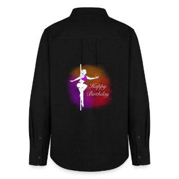 Pole Dance Birthday Farbverlauf Illustration - Frauen Oxford Hemd - Schwarz - Hinten - AI Model Female 172 light (172cm)