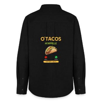 Tacos Mappelle Illustration - Chemise Oxford Femme - noir - Dos - AI Model Female 172 light (172cm)