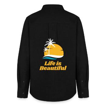 Life is Beautiful - Women's Oxford Shirt - black - Back - AI Model Female 172 light (172cm)