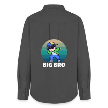Brother's Heart Bro Proud Big Brother Statement - Women's Oxford Shirt - anthracite - Back - AI Model Female 172 light (172cm)