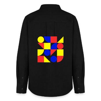 Form, Geometrie, Kunst, Bauhaus - Frauen Oxford Hemd - Schwarz - Hinten - AI Model Female 172 light (172cm)