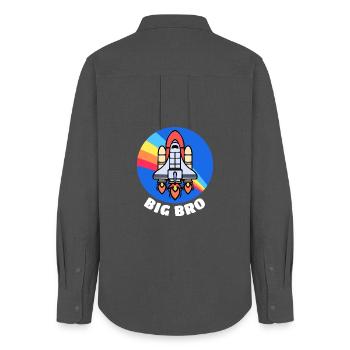 Bro Saying Big Brother Siblings Brother's Heart - Women's Oxford Shirt - anthracite - Back - AI Model Female 172 light (172cm)