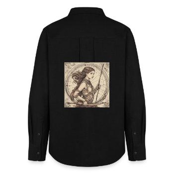 Zodiac Sagittarius - Women's Oxford Shirt - black - Back - AI Model Female 172 light (172cm)