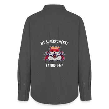 Lieblingstier Hamster Statement Haustiere Heimtier - Frauen Oxford Hemd - Anthrazit - Hinten - AI Model Female 172 light (172cm)