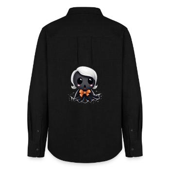 Figurine fantôme vampirique kawaii - Chemise Oxford Femme - noir - Dos - AI Model Female 172 light (172cm)