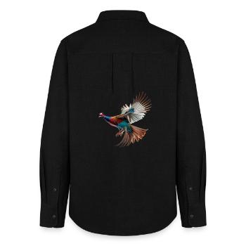 Faisan Cadeau Oiseau Nature Animal Perdrix Caille - Chemise Oxford Femme - noir - Dos - AI Model Female 172 light (172cm)