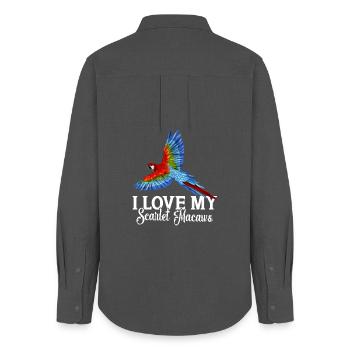Ich liebe meinen Scarlet Macaws - Frauen Oxford Hemd - Anthrazit - Hinten - AI Model Female 172 light (172cm)