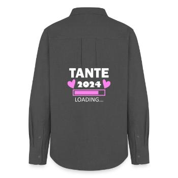 Tante 2024 - Tante werden - Tante loading 2024 - Frauen Oxford Hemd - Anthrazit - Hinten - AI Model Female 172 light (172cm)