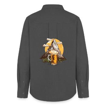 Bergsteiger Bier Motiv - Frauen Oxford Hemd - Anthrazit - Hinten - AI Model Female 172 light (172cm)