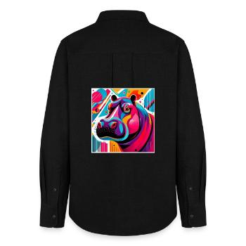 Hippopotamus - Women's Oxford Shirt - black - Back - AI Model Female 172 light (172cm)
