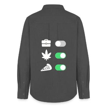 High on Life – Pizza & Chill, No Work - Frauen Oxford Hemd - Anthrazit - Hinten - AI Model Female 172 light (172cm)