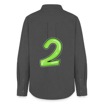 2 - Number - Number Two - 2 green - Women's Oxford Shirt - anthracite - Back - AI Model Female 172 light (172cm)
