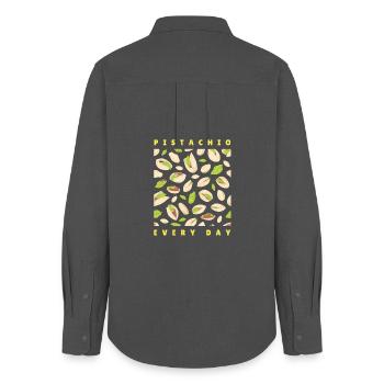 Pistazie Everyday Nuts Aesthetic Food Shirt - Frauen Oxford Hemd - Anthrazit - Hinten - AI Model Female 172 light (172cm)