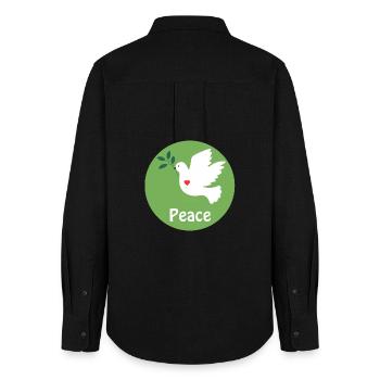 Dove of Peace and Heart - Women's Oxford Shirt - black - Back - AI Model Female 172 light (172cm)
