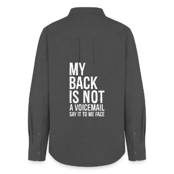 my back Is not a voicemail say It to me face - Women's Oxford Shirt - anthracite - Back - AI Model Female 172 light (172cm)