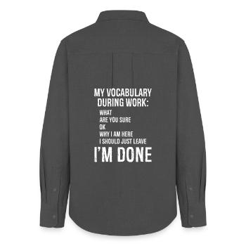 my vocabulary during work - Women's Oxford Shirt - anthracite - Back - AI Model Female 172 light (172cm)
