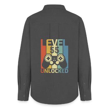 Level 55 Unlocked Funny Video Gamer 55Th Birthday - Women's Oxford Shirt - anthracite - Back - AI Model Female 172 light (172cm)