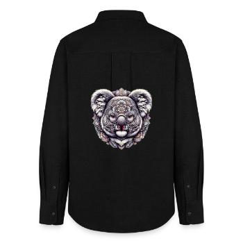 Koala décoré de Mandalas - Chemise Oxford Femme - noir - Dos - AI Model Female 172 light (172cm)