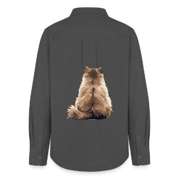 Chat de l’Himalaya - Chemise Oxford Femme - charbon - Dos - AI Model Female 172 light (172cm)