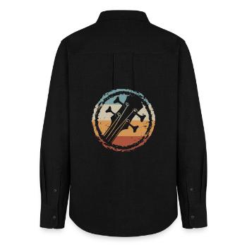 Sunset Guitar Circle - Frauen Oxford Hemd - Schwarz - Hinten - AI Model Female 172 light (172cm)