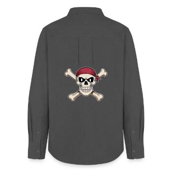 Pirate Flag Pirate Head Skull and Bones - Women's Oxford Shirt - anthracite - Back - AI Model Female 172 light (172cm)