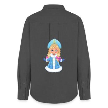 Ded Moroz Snegurotschka russischer Weihnachtsmann - Frauen Oxford Hemd - Anthrazit - Hinten - AI Model Female 172 light (172cm)