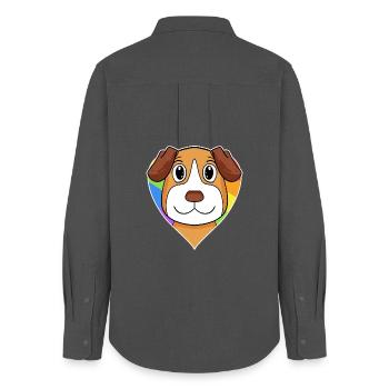 Jack Russell Terrier Regenbogen - Frauen Oxford Hemd - Anthrazit - Hinten - AI Model Female 172 light (172cm)