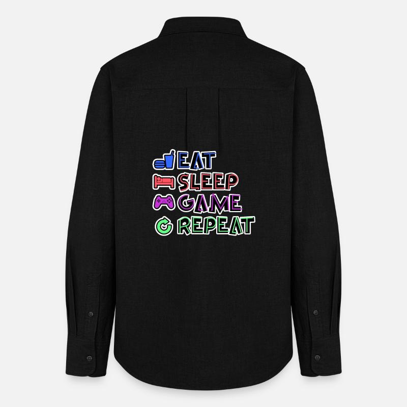 Eat Sleep Game Repeat - Women's Oxford Shirt - black