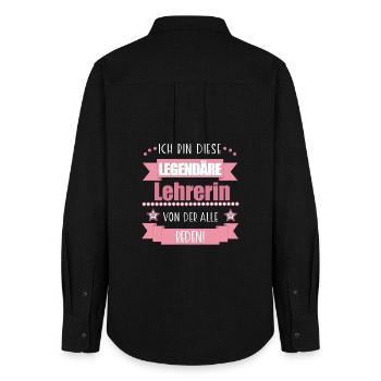 Lustiger Spruch für Lehrerin – Geschenkidee - Frauen Oxford Hemd - Schwarz - Hinten - AI Model Female 172 light (172cm)