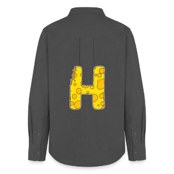 Letter H - Initial Letter H - Cheese Motif - Women's Oxford Shirt - anthracite - Back - AI Model Female 172 light (172cm)
