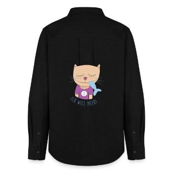 Katze Meer Urlaub Kinder Kinderzimmer Nordsee Cat - Frauen Oxford Hemd - Schwarz - Hinten - AI Model Female 172 light (172cm)