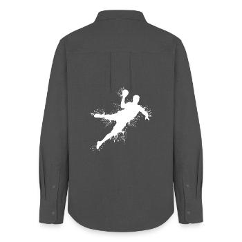 Handball Explosion Wurf Sprung Werfer Handballer - Frauen Oxford Hemd - Anthrazit - Hinten - AI Model Female 172 light (172cm)
