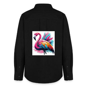 Rosa Flamingo - Frauen Oxford Hemd - Schwarz - Hinten - AI Model Female 172 light (172cm)