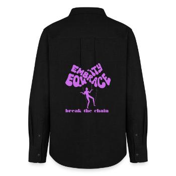 Empowerment Illustration with Balloon Slogan - Women's Oxford Shirt - black - Back - AI Model Female 172 light (172cm)