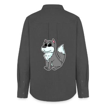 Animal loup - Chemise Oxford Femme - charbon - Dos - AI Model Female 172 light (172cm)
