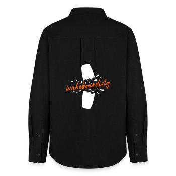 Water Sports Wakesurfing Surfboard Wakeboard Saying - Women's Oxford Shirt - black - Back - AI Model Female 172 light (172cm)