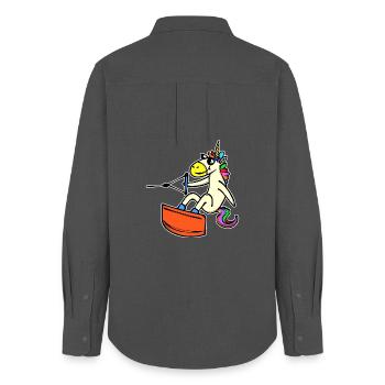 Wakeboard, Unicorn, Water Sports, Surfing, Surfing - Women's Oxford Shirt - anthracite - Back - AI Model Female 172 light (172cm)