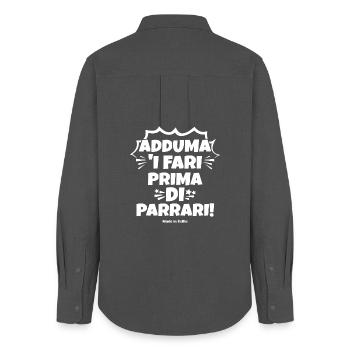 Sicily t-shirt Sicilian proverb called aphorism - Women's Oxford Shirt - anthracite - Back - AI Model Female 172 light (172cm)