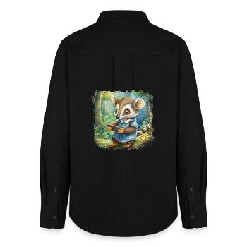 Cute young anteater with mobile phone - Women's Oxford Shirt - black - Back - AI Model Female 172 light (172cm)
