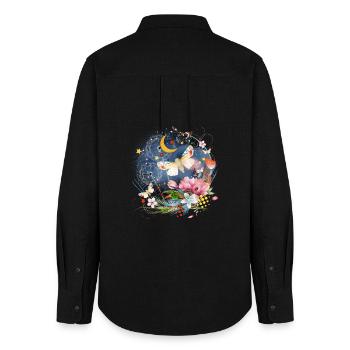 seltene,exotische und heimische Insekten bei Nacht - Frauen Oxford Hemd - Schwarz - Hinten - AI Model Female 172 light (172cm)