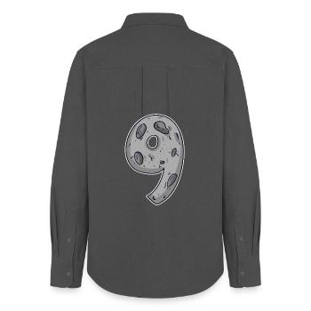 Nine - 9 Moon Motif - Women's Oxford Shirt - anthracite - Back - AI Model Female 172 light (172cm)