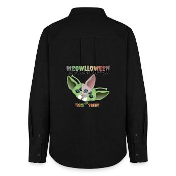 sphinx cat alien mask - Women's Oxford Shirt - black - Back - AI Model Female 172 light (172cm)