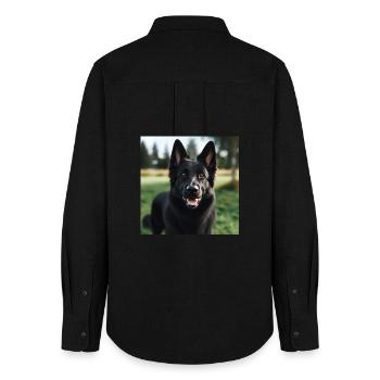 Black German Shepherd - Women's Oxford Shirt - black - Back - AI Model Female 172 light (172cm)