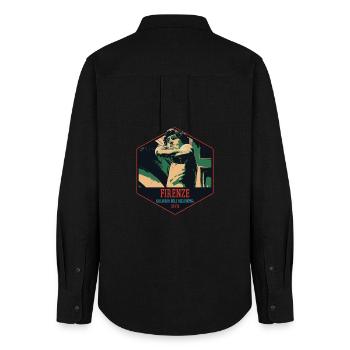 Detail Statue of David, Florence, Italy - Women's Oxford Shirt - black - Back - AI Model Female 172 light (172cm)