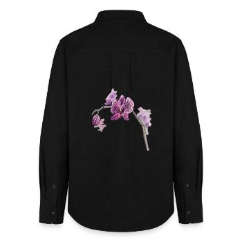 Orchidée - Plante - Fleur - Chemise Oxford Femme - noir - Dos - AI Model Female 172 light (172cm)